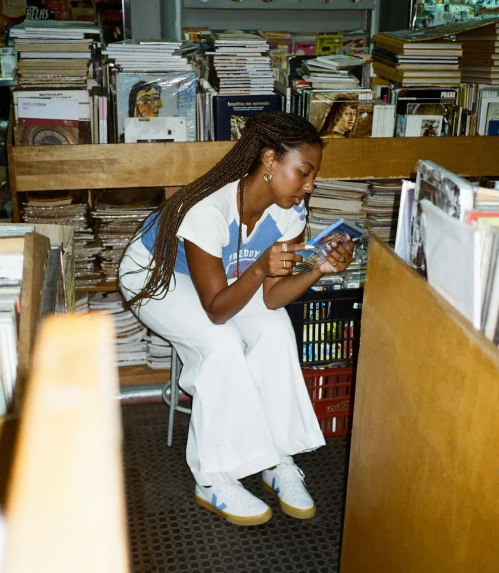 Damen VEJA CAMPO LEATHER WHITE AQUA NATURAL