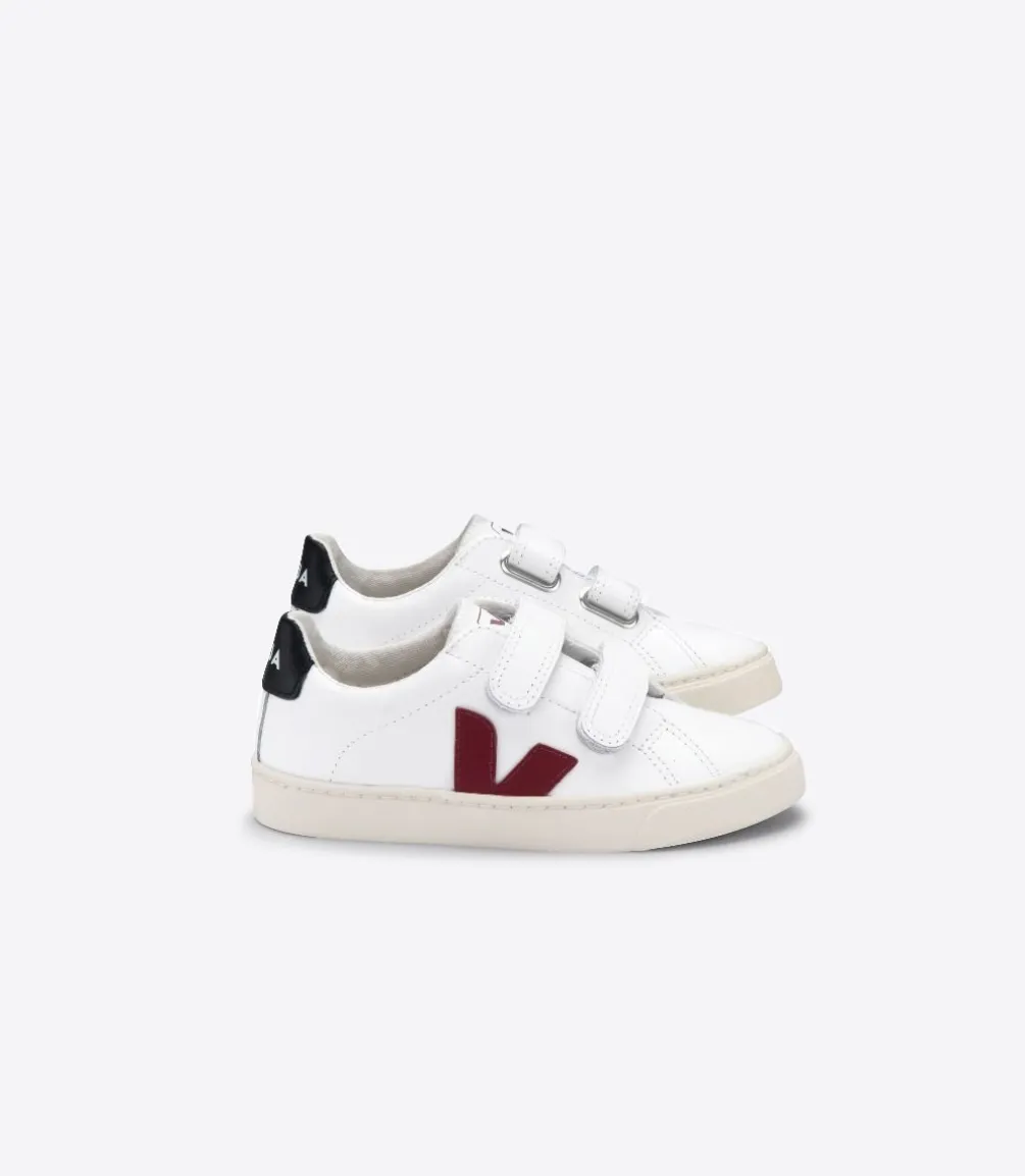 Kinder VEJA ESPLAR LEATHER WHITE MARSALA BLACK