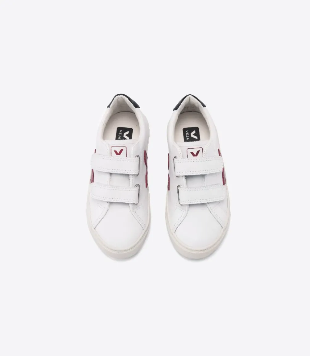 Kinder VEJA ESPLAR LEATHER WHITE MARSALA BLACK