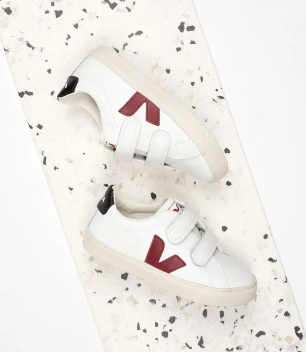 Kinder VEJA ESPLAR LEATHER WHITE MARSALA BLACK