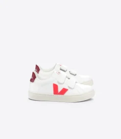 Kinder VEJA ESPLAR LEATHER WHITE ROSE FLUO MARSALA