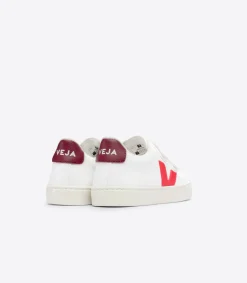 Kinder VEJA ESPLAR LEATHER WHITE ROSE FLUO MARSALA