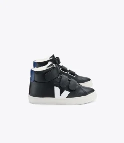 Kinder VEJA ESPLAR MID FURED LEATHER BLACK COBALT