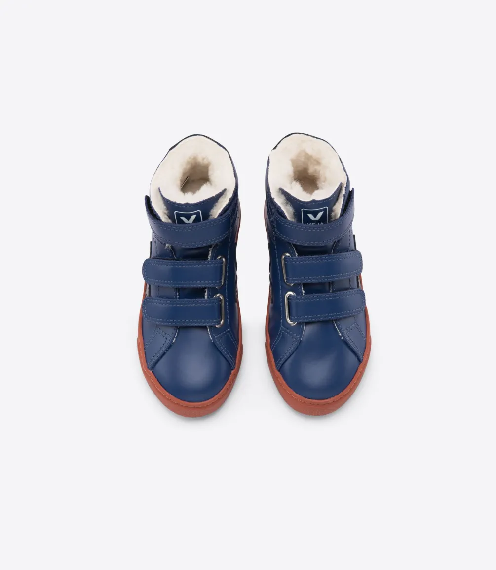 Kinder VEJA ESPLAR MID FURED LEATHER COBALT RUST