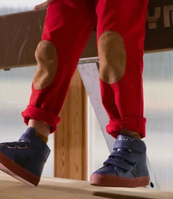 Kinder VEJA ESPLAR MID FURED LEATHER COBALT RUST