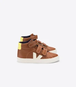Kinder VEJA ESPLAR MID LEATHER TUILE PIERRE JAUNE FLUO