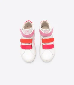Kinder VEJA ESPLAR MID LEATHER WHITE MULTICO PINK