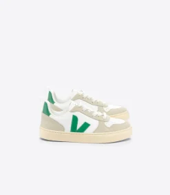 Kinder VEJA V-10 LACES LEATHER WHITE EMERAUDE ALMOND