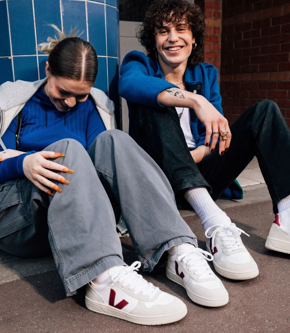 Damen VEJA V-10 B-MESH WHITE NATURAL MARSALA