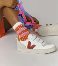 Kinder VEJA V-10 CWL WHITE MARSALA ORANGE FLUO