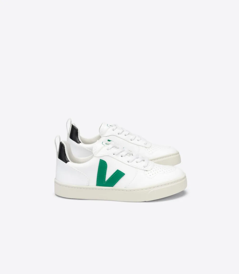 Kinder VEJA V-10 LACES CWL WHITE EMERAUDE BLACK