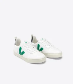 Kinder VEJA V-10 LACES CWL WHITE EMERAUDE BLACK