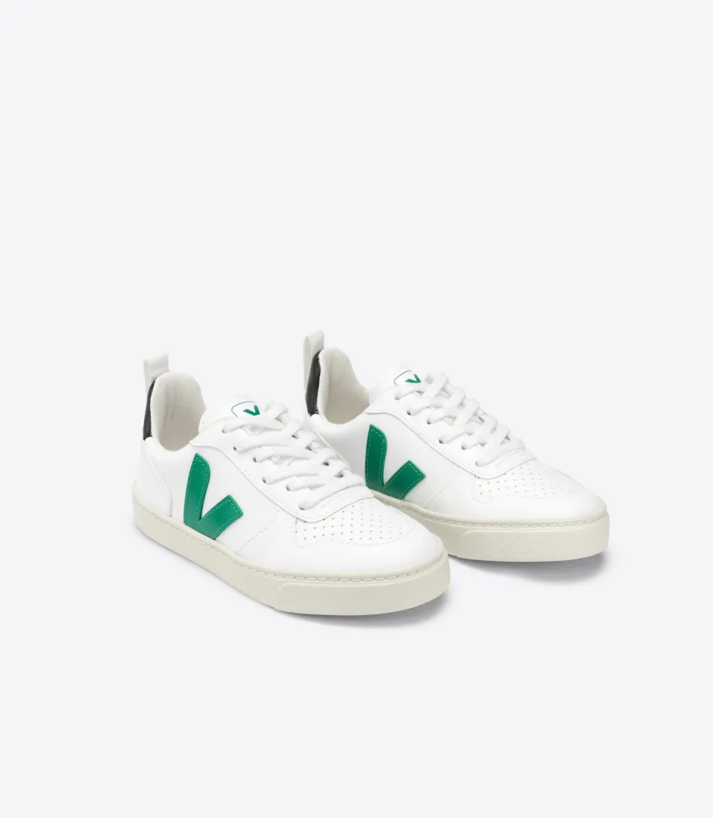 Kinder VEJA V-10 LACES CWL WHITE EMERAUDE BLACK