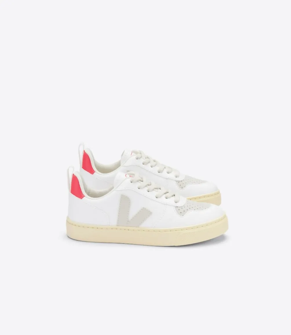 Kinder VEJA V-10 LACES CWL WHITE PIERRE ROSE FLUO