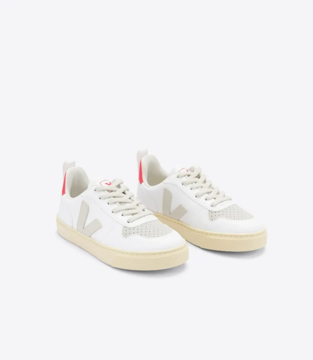 Kinder VEJA V-10 LACES CWL WHITE PIERRE ROSE FLUO