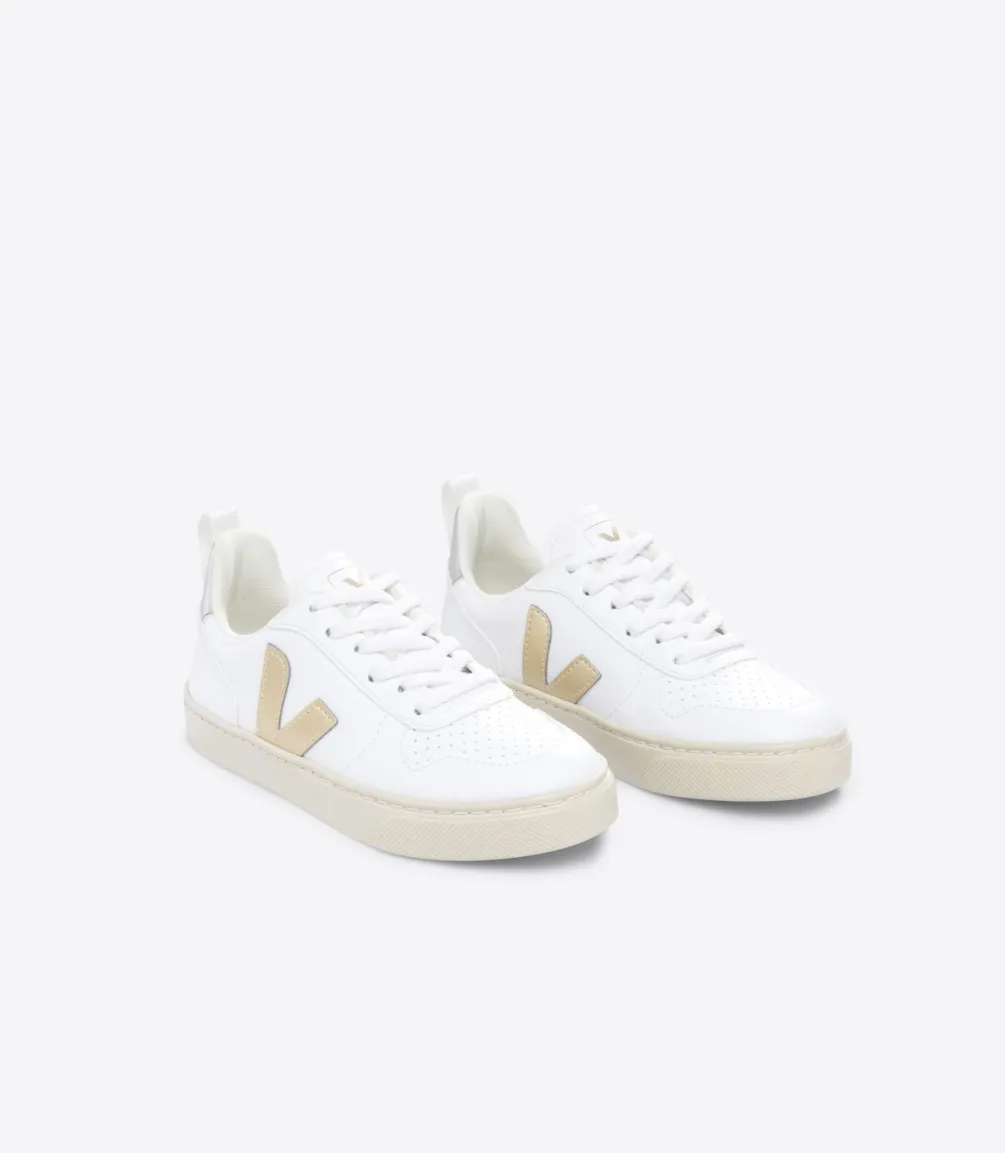 Kinder VEJA V-10 LACES CWL WHITE PLATINE SILVER