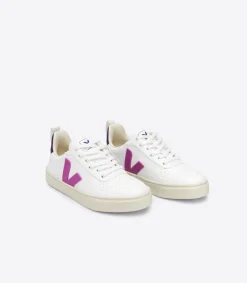 Kinder VEJA V-10 LACES CWL WHITE ULTRAVIOLET PURPLE