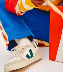 Kinder VEJA V-10 LACES LEATHER WHITE BRITTANY ALMOND