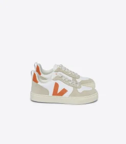 Kinder VEJA V-10 LACES LEATHER WHITE FURY ALMOND