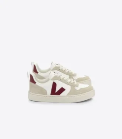 Kinder VEJA V-10 LACES LEATHER WHITE MARSALA ALMOND