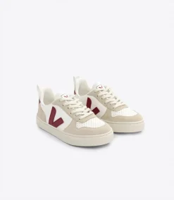 Kinder VEJA V-10 LACES LEATHER WHITE MARSALA ALMOND