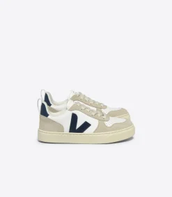 Kinder VEJA V-10 LACES LEATHER WHITE NAUTICO ALMOND