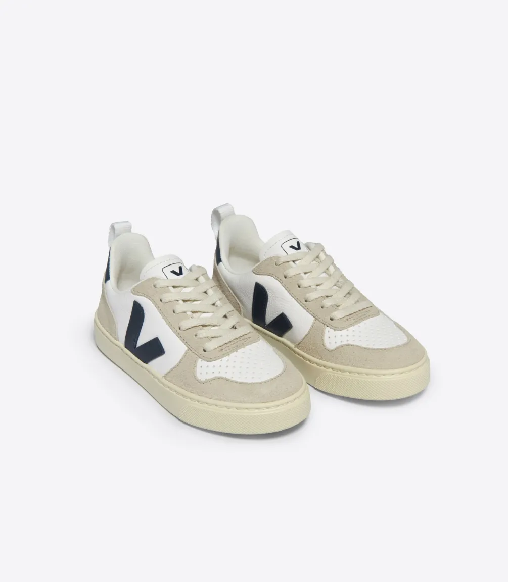 Kinder VEJA V-10 LACES LEATHER WHITE NAUTICO ALMOND