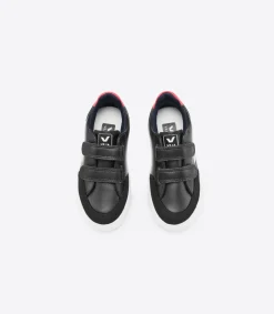 Kinder VEJA V-12 LEATHER BLACK WHITE PEKIN