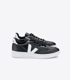 VEJA V-10 LEATHER BLACK WHITE WHITE SOLE