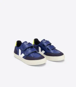 Kinder VEJA V-12 LEATHER COBALT WHITE JAUNE FLUO
