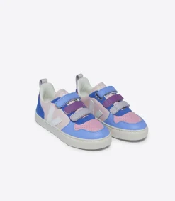 Kinder VEJA V-10 LEATHER MULTICO PETALE WHITE