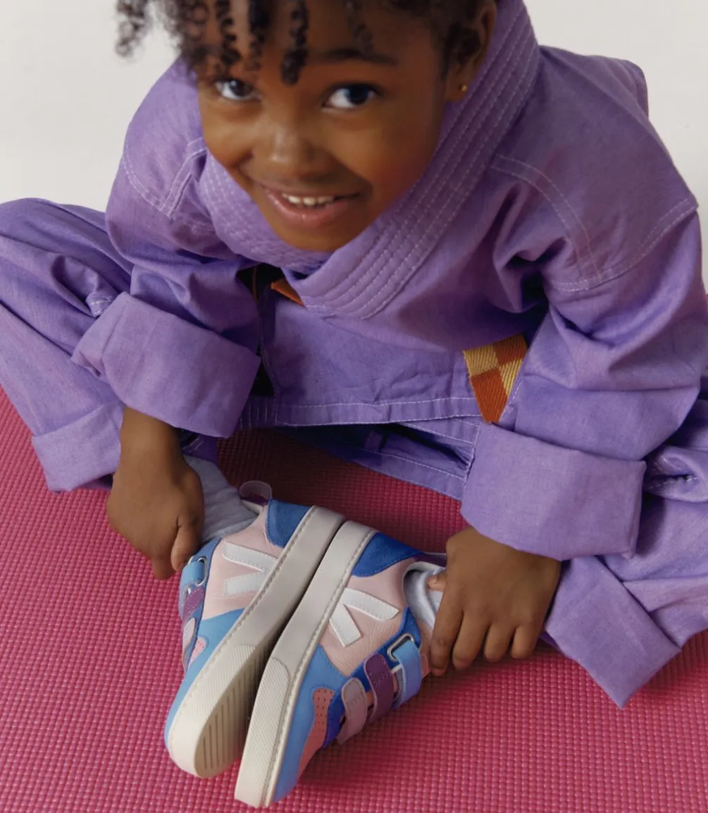 Kinder VEJA V-10 LEATHER MULTICO PETALE WHITE