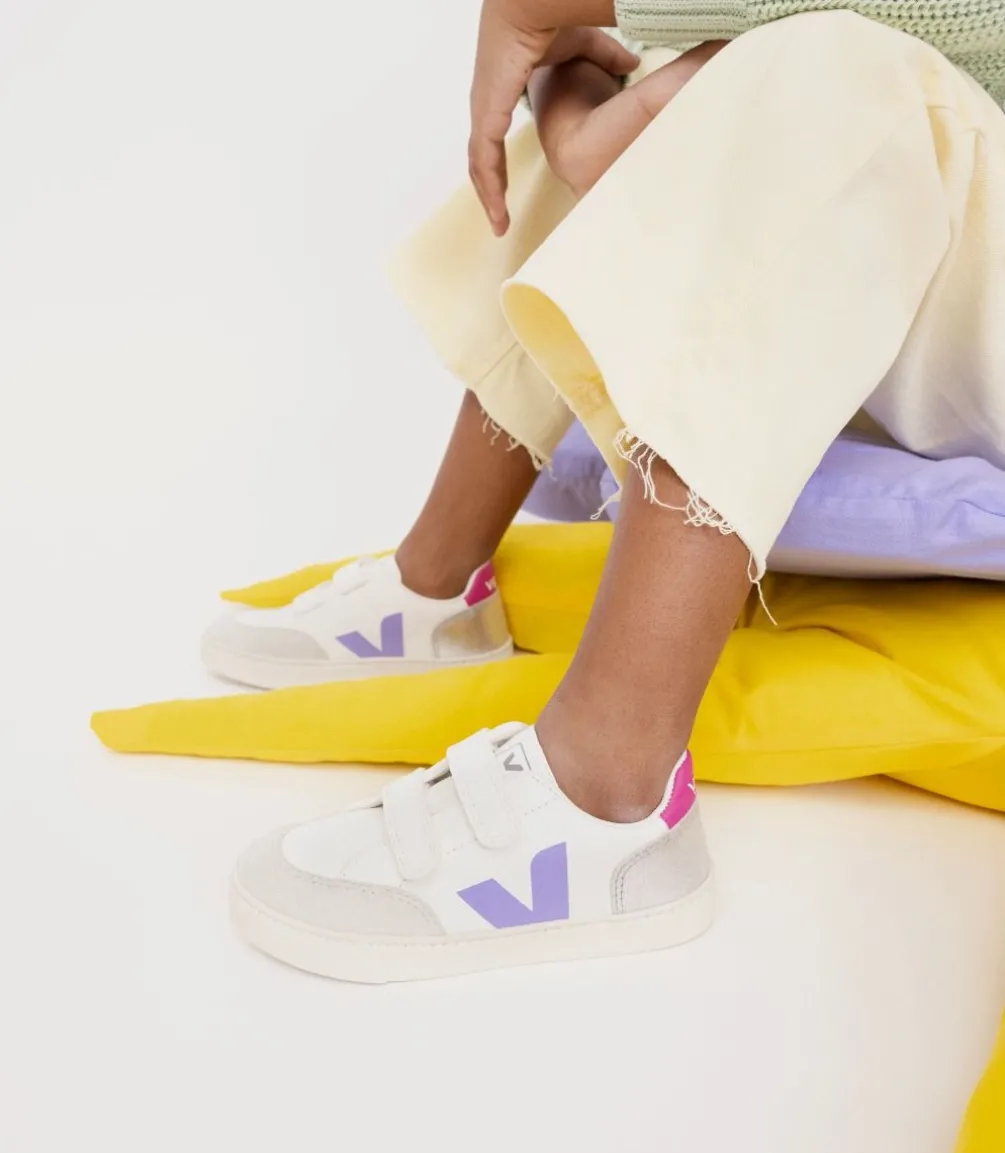 Kinder VEJA V-12 LEATHER MULTICO SILVER