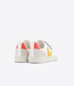 Kinder VEJA V-10 LEATHER MULTICO WHITE OURO