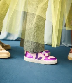 Kinder VEJA V-10 LEATHER PETALE MULTICO COSMOS