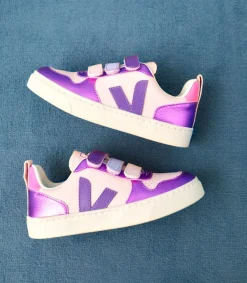 Kinder VEJA V-10 LEATHER PETALE MULTICO COSMOS