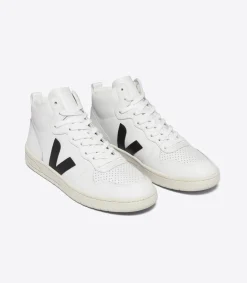 Damen VEJA V-15 LEATHER WHITE BLACK