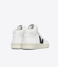 Damen VEJA V-15 LEATHER WHITE BLACK