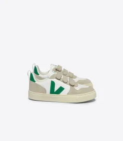 Kinder VEJA V-10 LEATHER WHITE EMERAUDE
