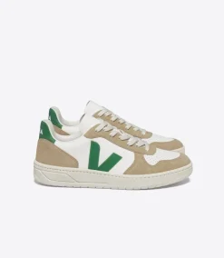 Damen VEJA V-10 LEATHER WHITE EMERAUDE SAHARA