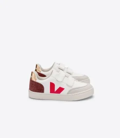 Kinder VEJA V-12 LEATHER WHITE MULTICO DRIED PETAL