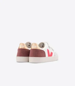 Kinder VEJA V-12 LEATHER WHITE MULTICO DRIED PETAL