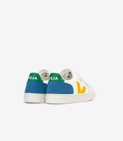Kinder VEJA V-12 LEATHER WHITE MULTICO INDIGO
