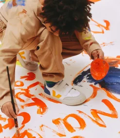 Kinder VEJA V-12 LEATHER WHITE MULTICO INDIGO