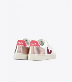 Kinder VEJA V-12 LEATHER WHITE MULTICO NACRE