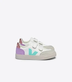Kinder VEJA V-12 LEATHER WHITE MULTICO ORCHID