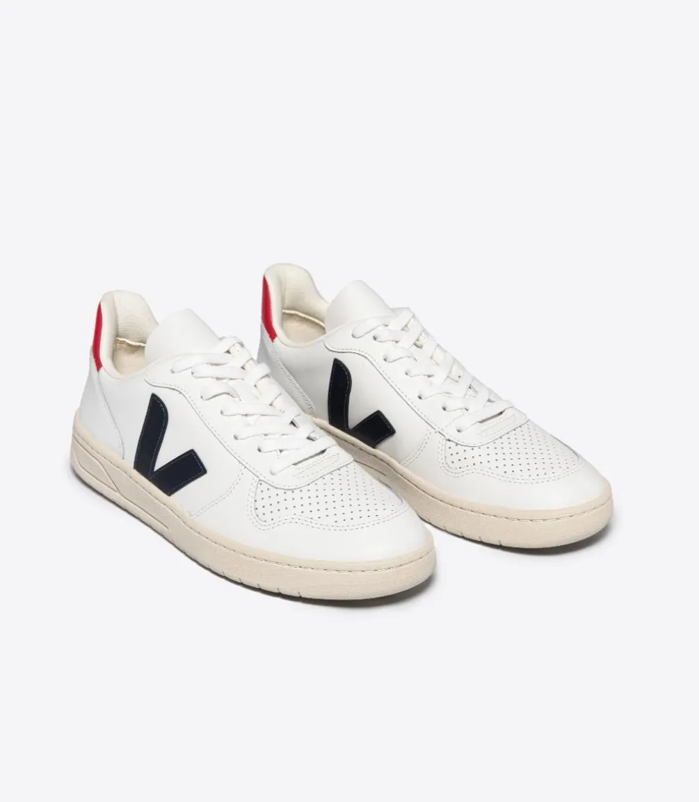 VEJA V-10 LEATHER WHITE NAUTICO PEKIN