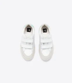 Kinder VEJA V-12 LEATHER WHITE PARME TURQUOISE