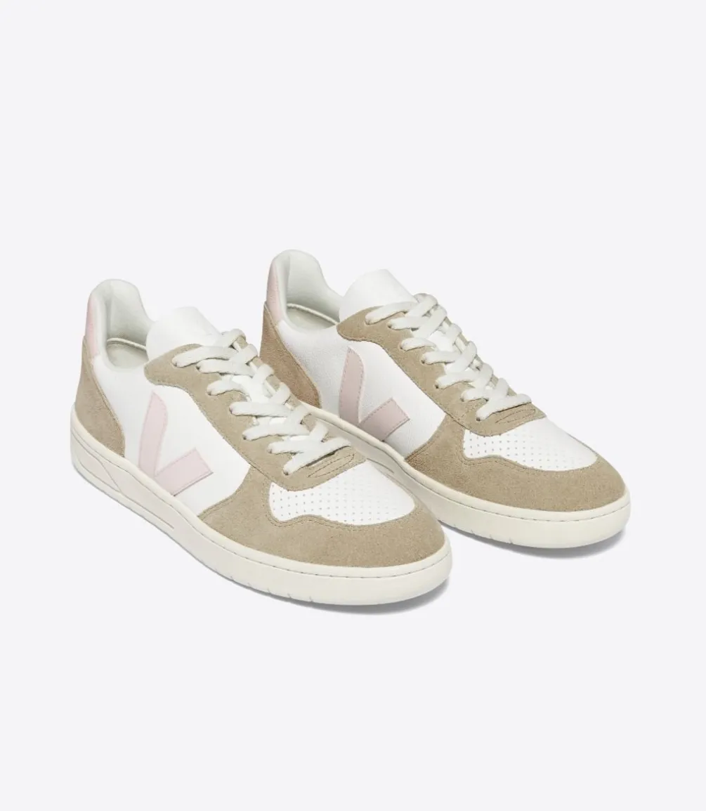 VEJA V-10 LEATHER WHITE PETALE SAHARA