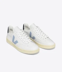 VEJA V-12 LEATHER WHITE STEEL NAUTICO
